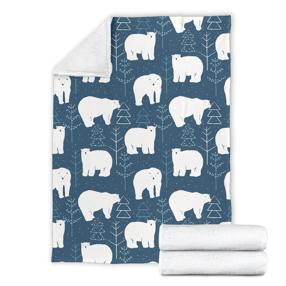 Polar Bear Mother Her Child Pattern Premium Blanket