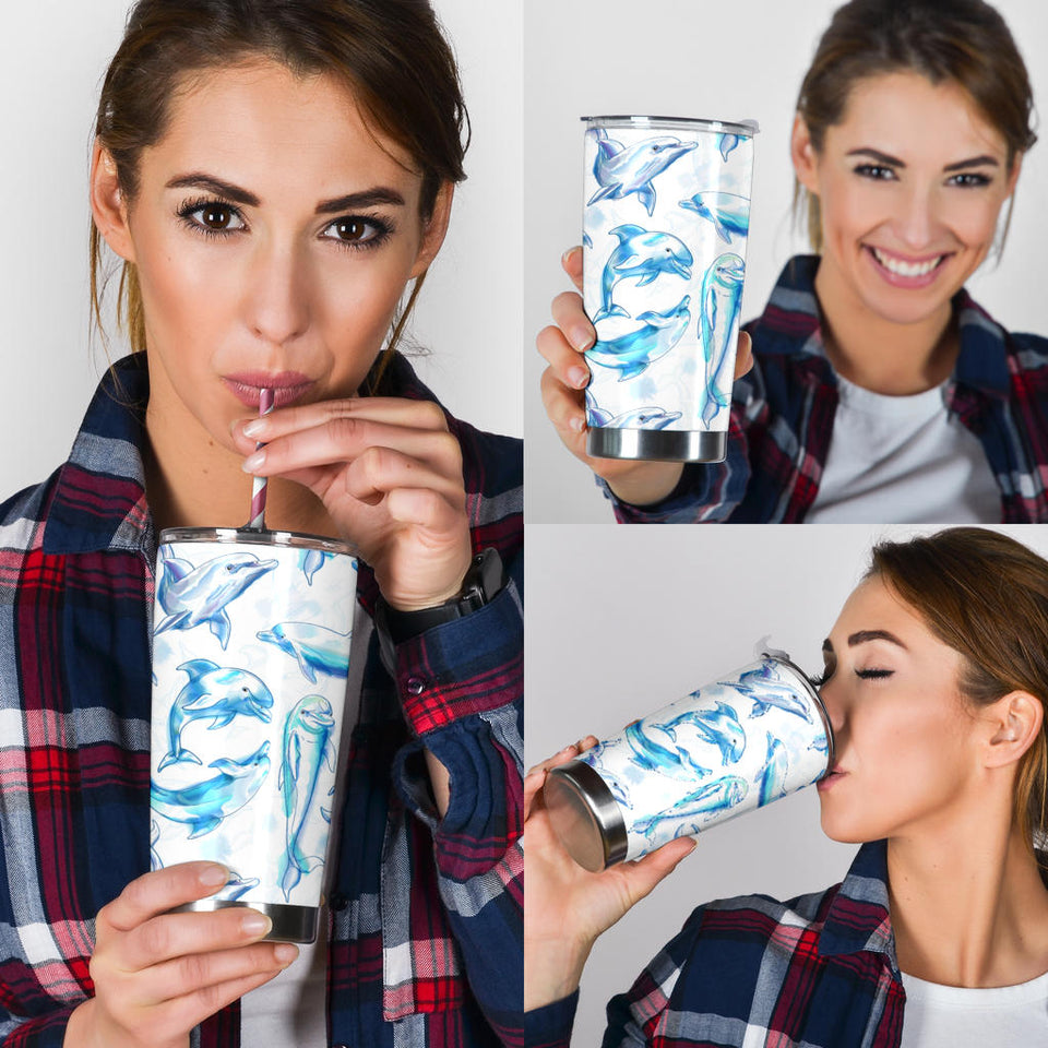 Watercolor Dolphin Pattern Tumbler