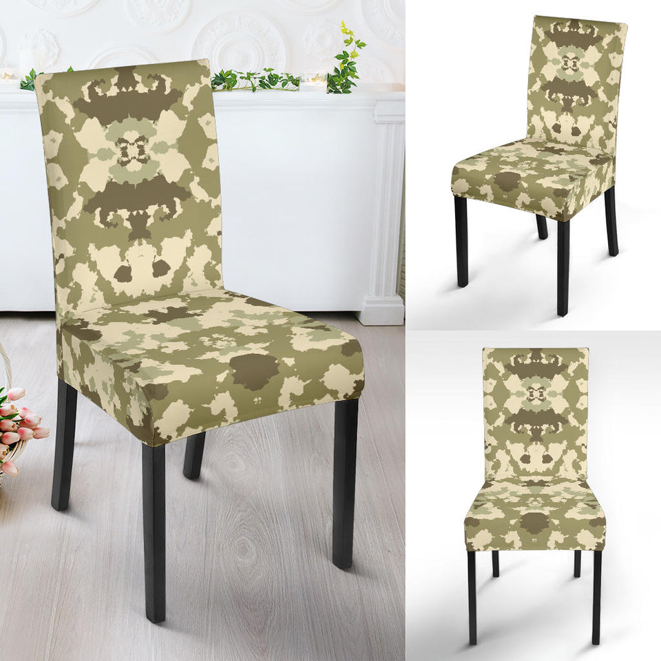 Light Green Camo Camouflage Pattern Dining Chair Slipcover