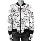 Cute French Bulldog Head Pattern Women'S Bomber Jacket