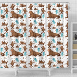 Sea Lion Seals Jellyfish Pattern Shower Curtain Fulfilled In US