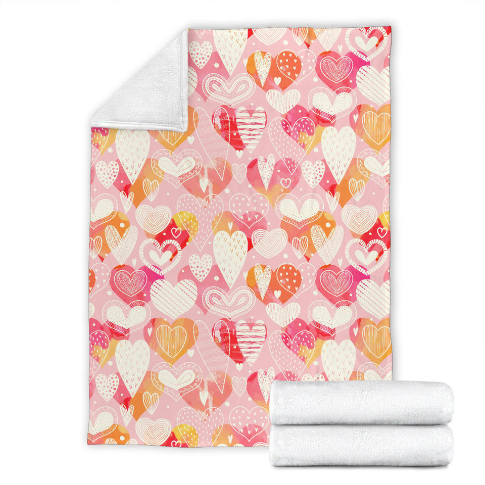 Hand Drawn Heart Design Pattern Premium Blanket