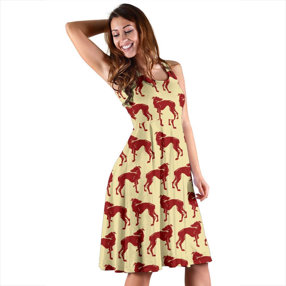 Greyhound Pattern Print Design 04 Sleeveless Midi Dress