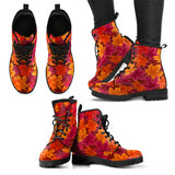 Autumn Maple Leaf Pattern Leather Boots