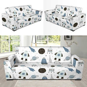Hand Drawn Space Elements Space Rocket Star Planet Space Probe Sofa Slipcover