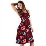 Pretzels Pattern Print Design 05 Sleeveless Midi Dress