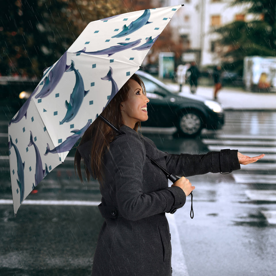 Dolphins Pattern Dotted Background Umbrella