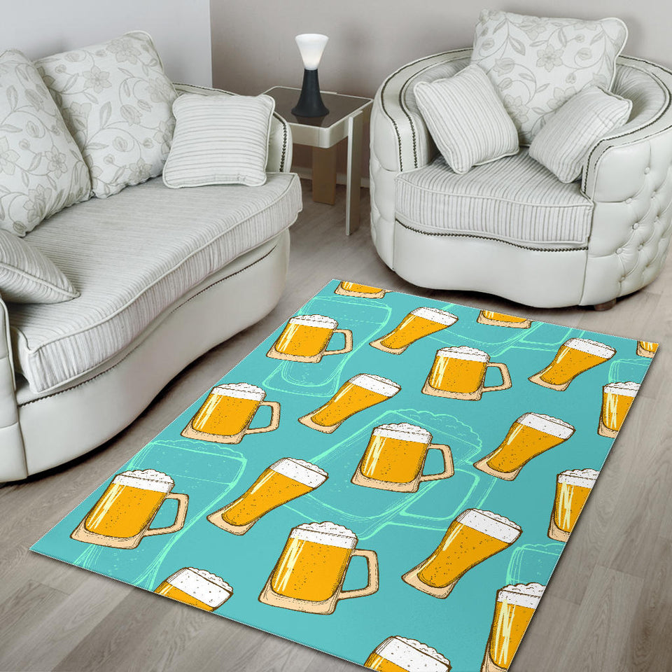 Beer Pattern Green Background Area Rug