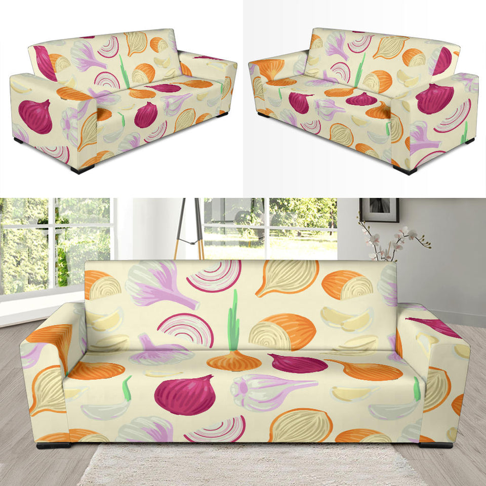 Onion Garlic White Red Pattern Sofa Slipcover