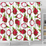 Dragon Fruits White Background Shower Curtain Fulfilled In US