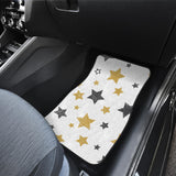 Hand Drawn Gold Black Star Pattern Front And Back Car Mats