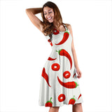 Chili Pattern Sleeveless Midi Dress