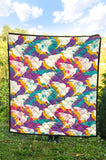 Colorful Crow Illustration Pattern Premium Quilt