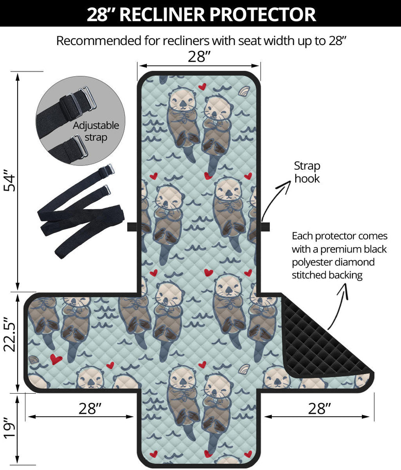 Lovely Sea Otter Pattern Recliner Cover Protector