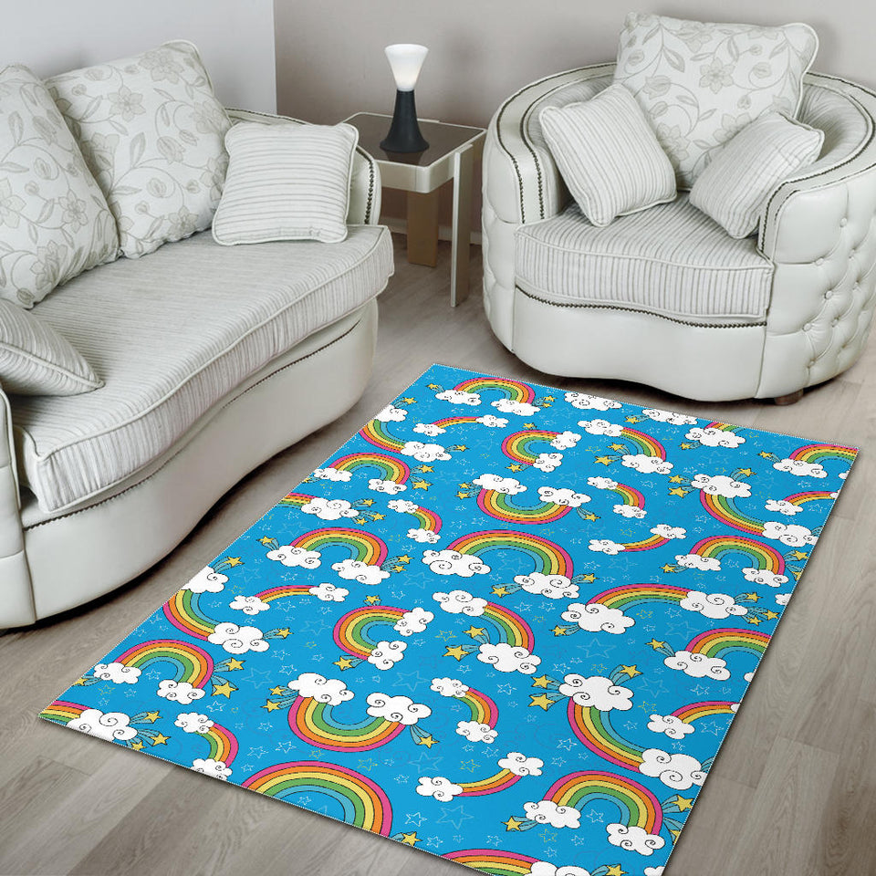 Rainbows Sky Clouds Pattern Area Rug