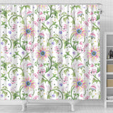 Beautiful Pink Lotus Waterlily Leaves Pattern Shower Curtain Fulfilled In US