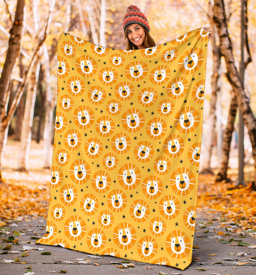 Lion Pattern Print Design 03 Premium Blanket