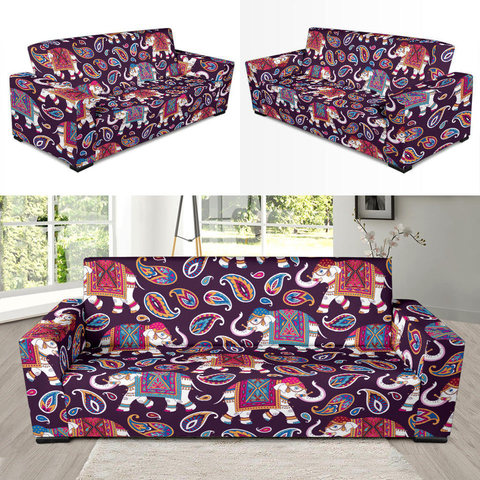 Elephant Indian Style Ornament Pattern Sofa Slipcover