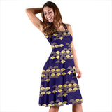 Beautiful Japanese Fan Pattern Sleeveless Midi Dress