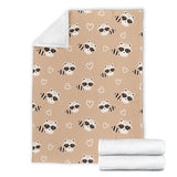Cute Raccoon Heart Pattern Premium Blanket