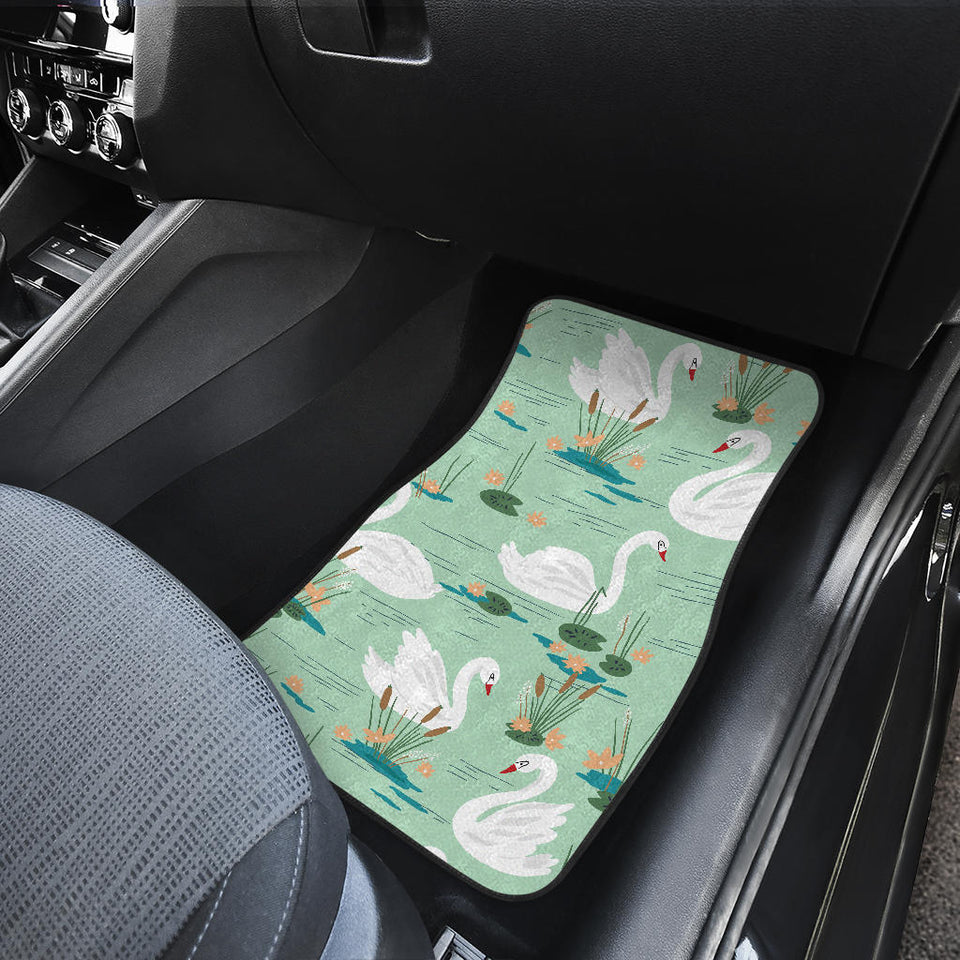 White Swan Lake Pattern Front And Back Car Mats