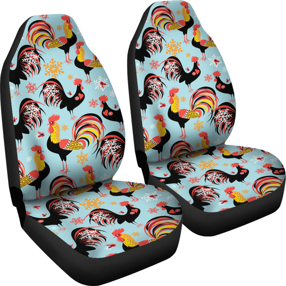 Rooster Chicken Cock Snowfalke  Universal Fit Car Seat Covers