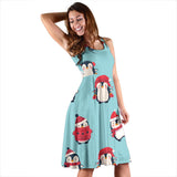 Cute Penguin Christmas  Design Pattern Sleeveless Midi Dress