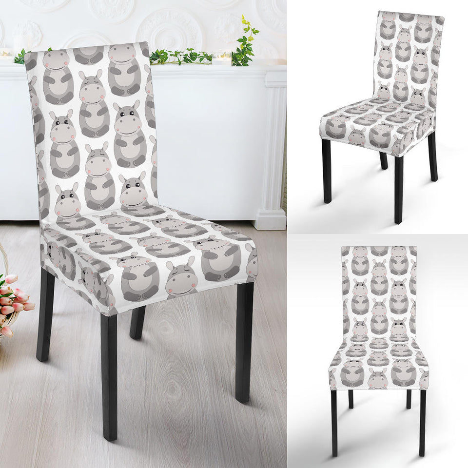 Hippopotamus Pattern Print Design 05 Dining Chair Slipcover