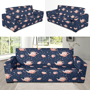 Tea pots Pattern Print Design 04  Sofa Slipcover