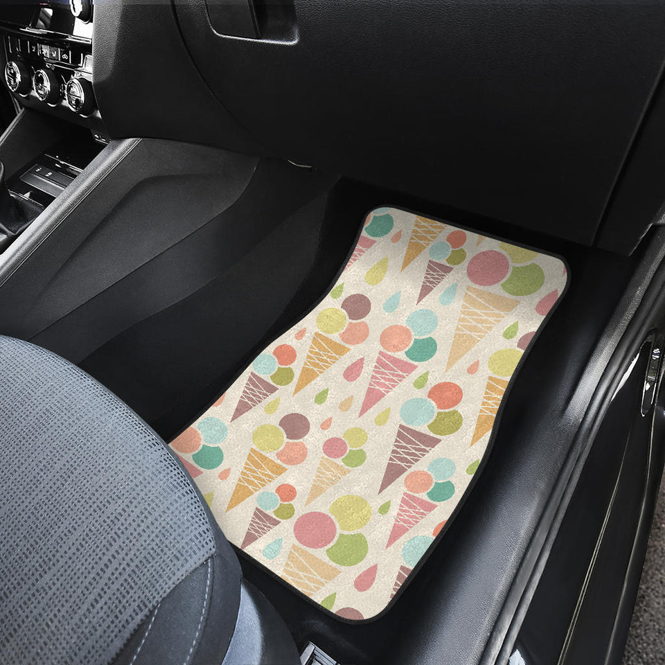 Ice Cream Cone Pattern Front And Back Car Mats