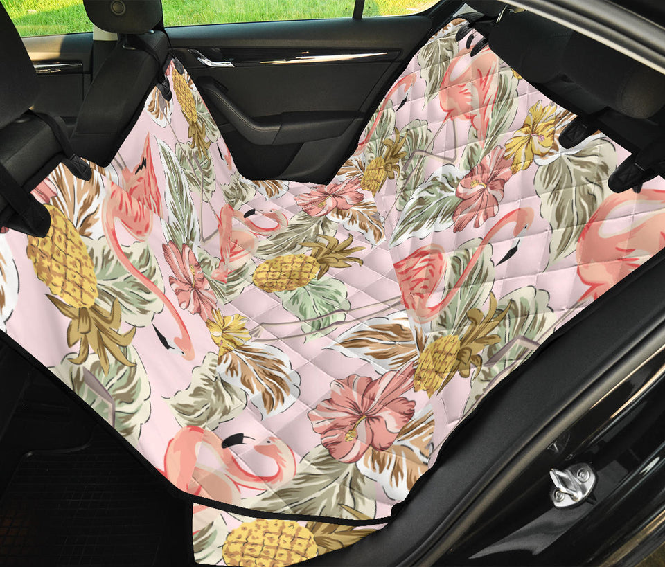 Pink Flamingo Birds Pineapples Hibiscus Flower Pattern Dog Car Seat Covers