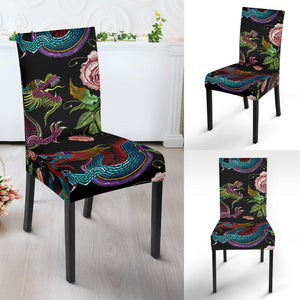 Dragons Flower Pattern Dining Chair Slipcover