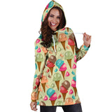 Colorful Ice Cream Pattern Women'S Hoodie Dress