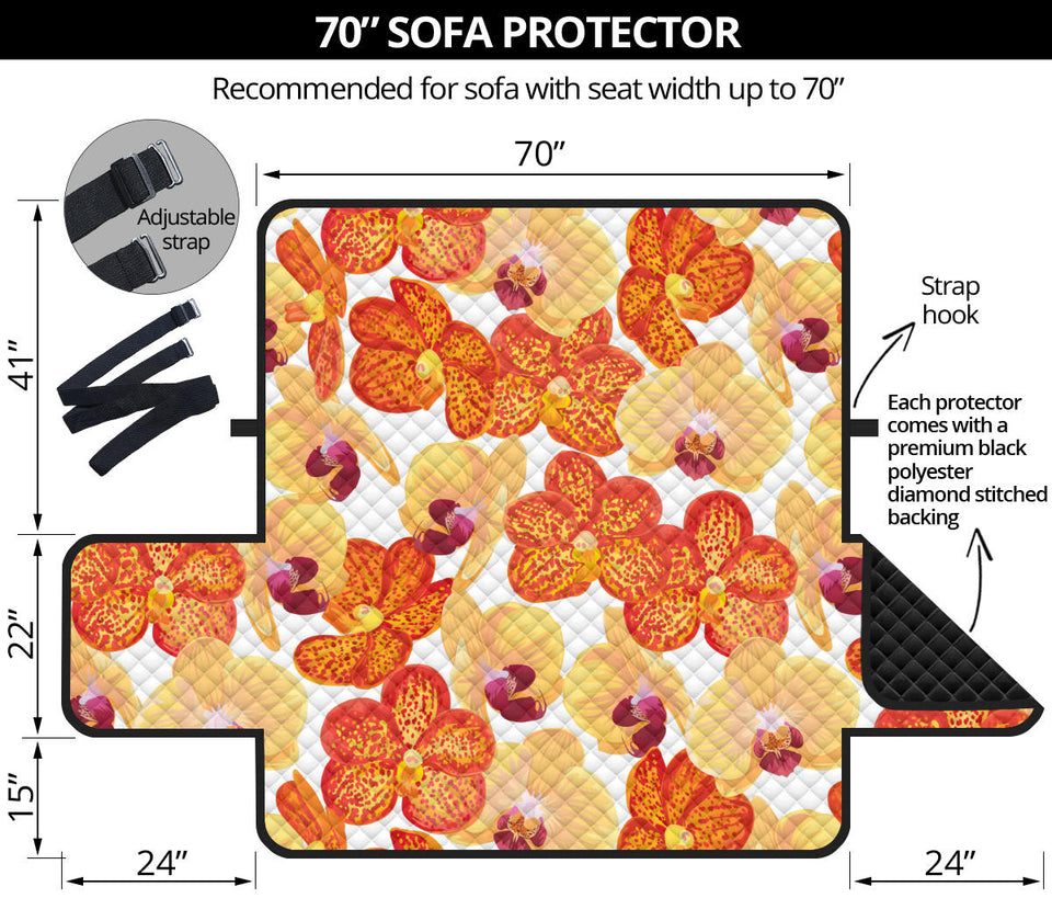 Orange yellow orchid flower pattern background Sofa Cover Protector