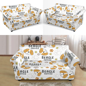 Cute Beagle Dog Pattern Background Loveseat Couch Slipcover