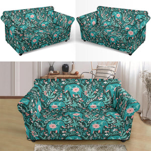 Elephants Jungle Pattern Loveseat Couch Slipcover