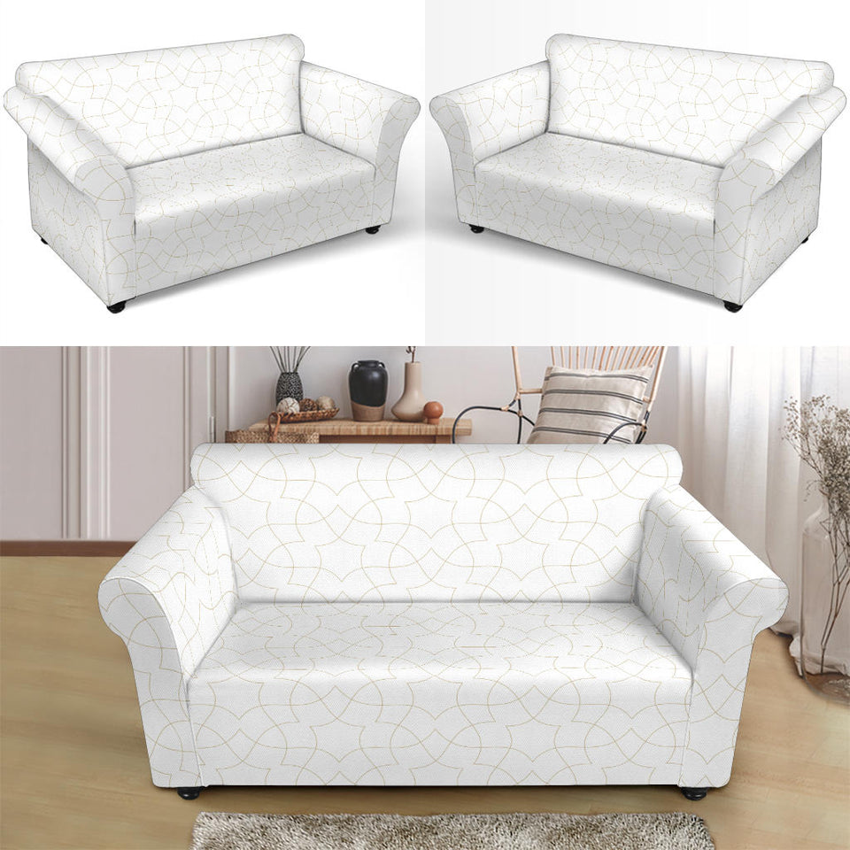 Arabic White Pattern Loveseat Couch Slipcover