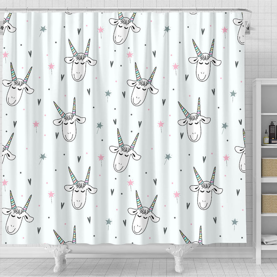 Cute Goat Design Pattern Shower Curtain Fulfilled In US