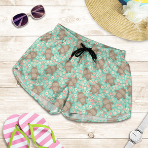 Hippopotamus Pattern Print Design 02 Women Shorts