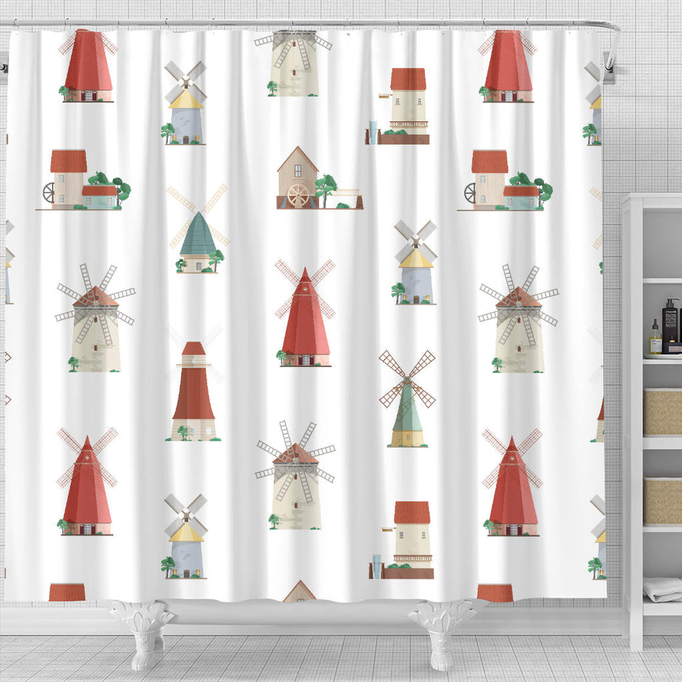 Windmill Design Pattern Shower Curtain Fulfilled In US
