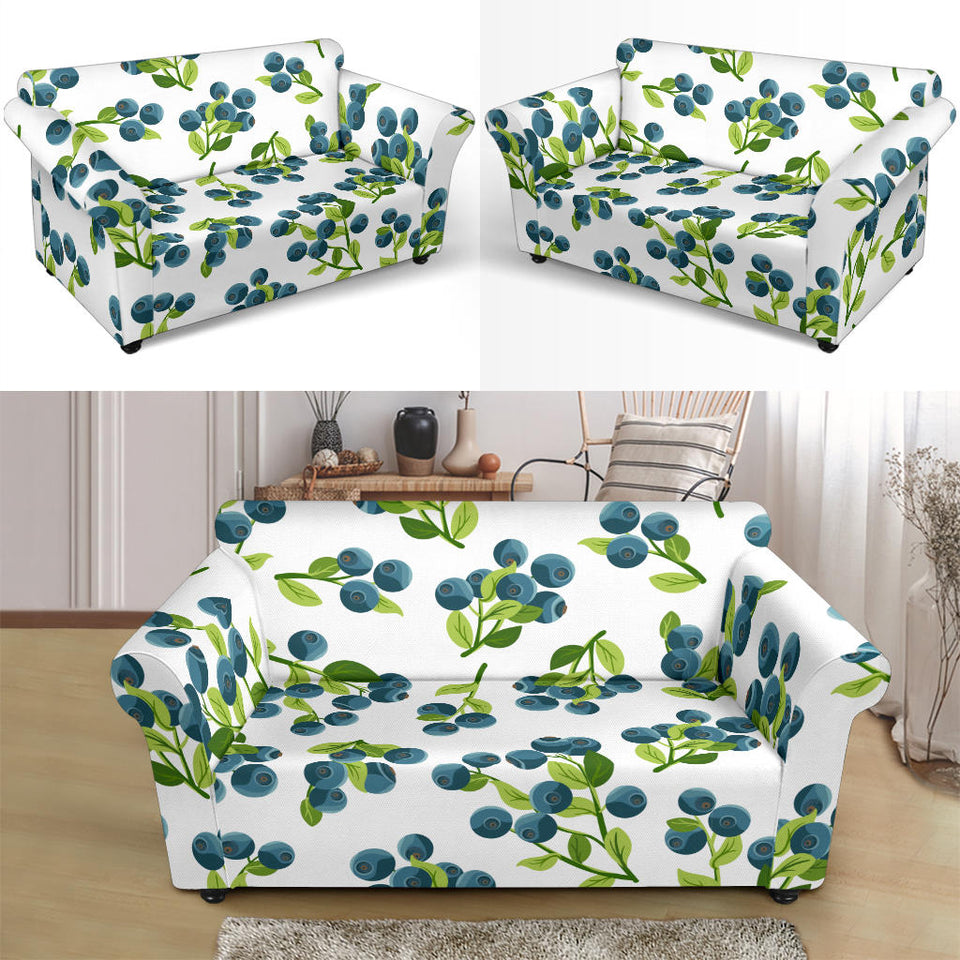Blueberry White Background Loveseat Couch Slipcover