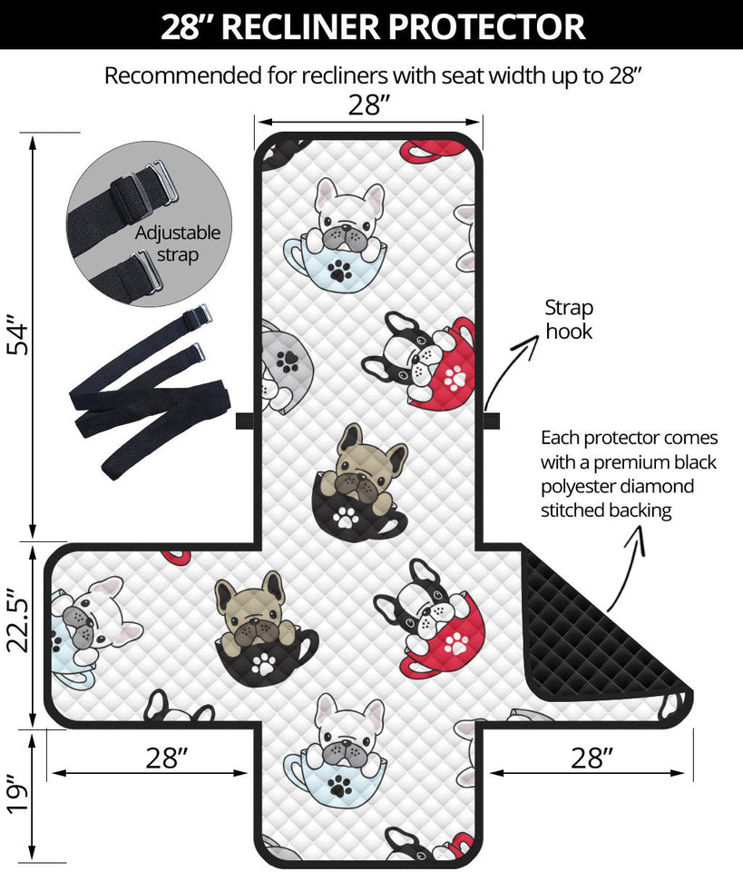 French bulldog cup paw pattern Recliner Cover Protector