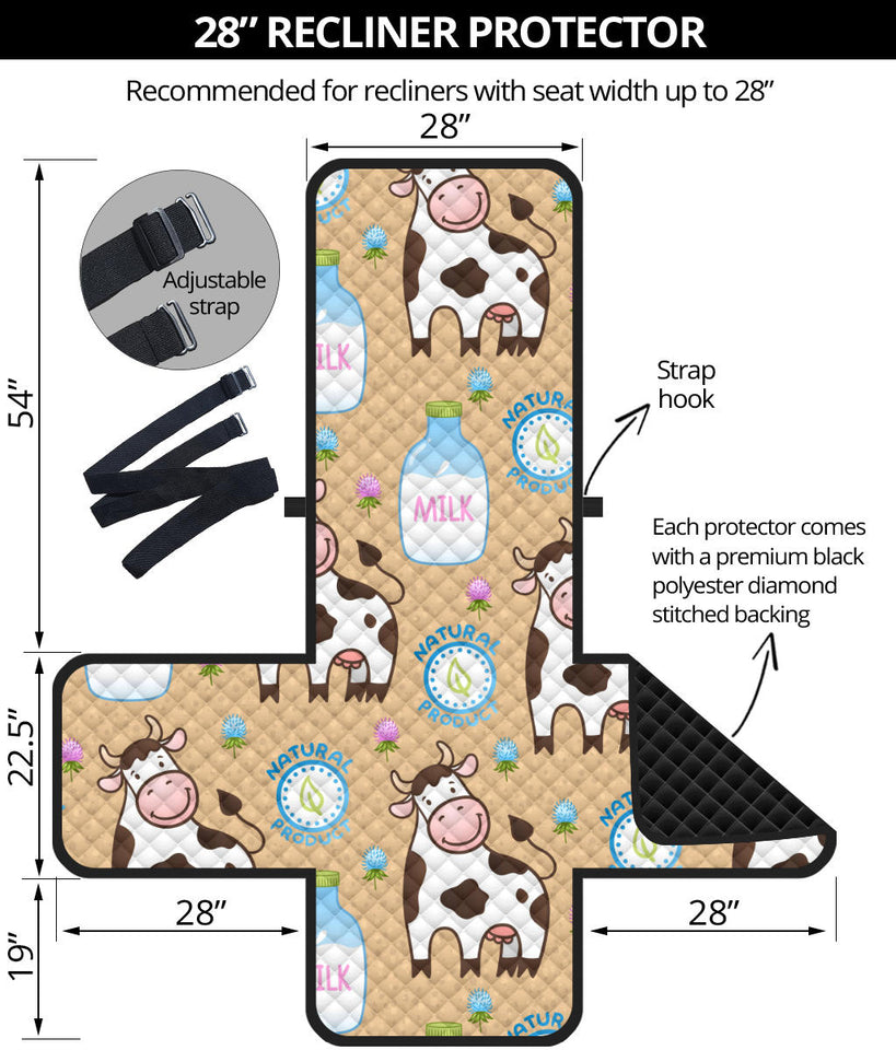 Cow bottle of milk pattern Recliner Cover Protector