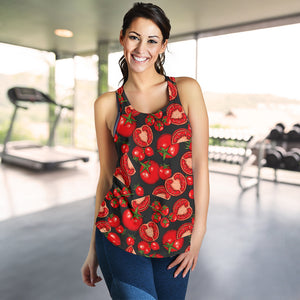 Tomato black background Women Racerback Tank Top