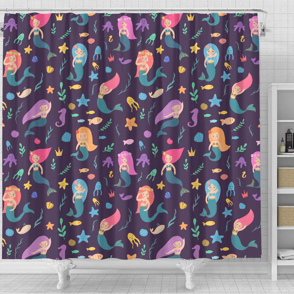Beautiful Mermaid Fish Jellyfish Algae Other Marine World Shower Curtain Fulfilled In US