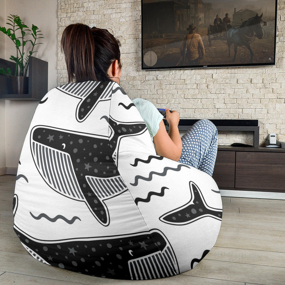 Black Whale Pattern Bean Bag Cover