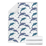 Dolphins Pattern Dotted Background Premium Blanket
