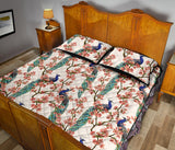 Peacock tropical flower pattern Quilt Bed Set