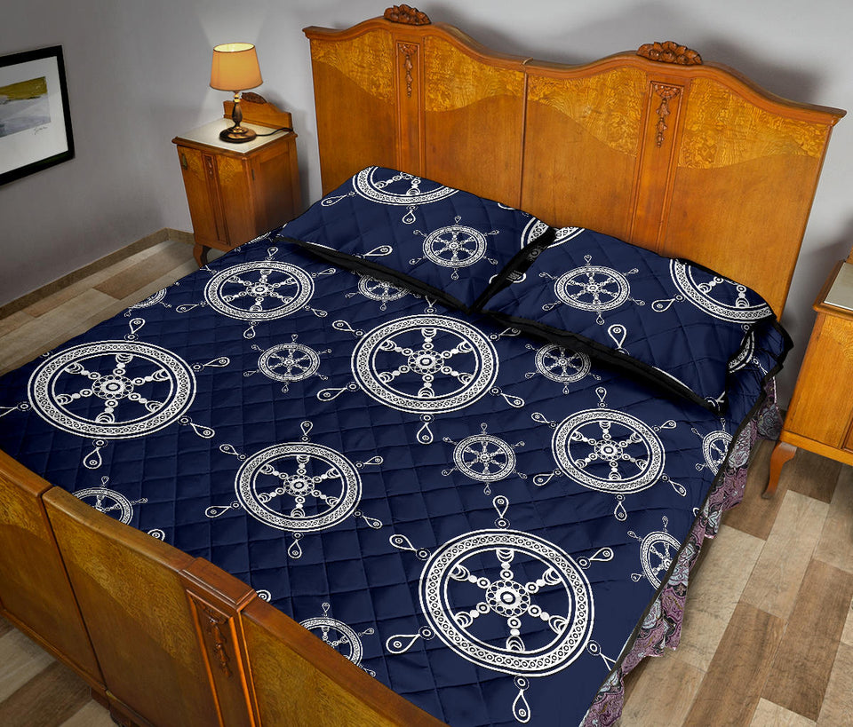 nautical steering wheel design pattern Quilt Bed Set