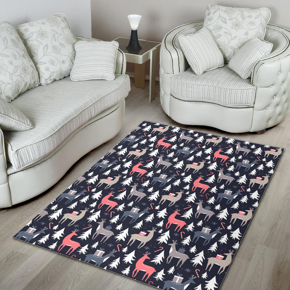 Deers Winter Christmas Pattern Area Rug